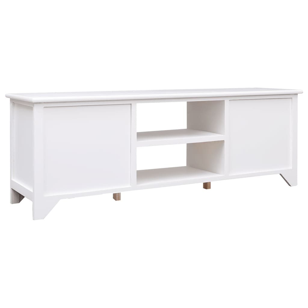 Tv-meubel 108x30x40 cm massief paulowniahout wit