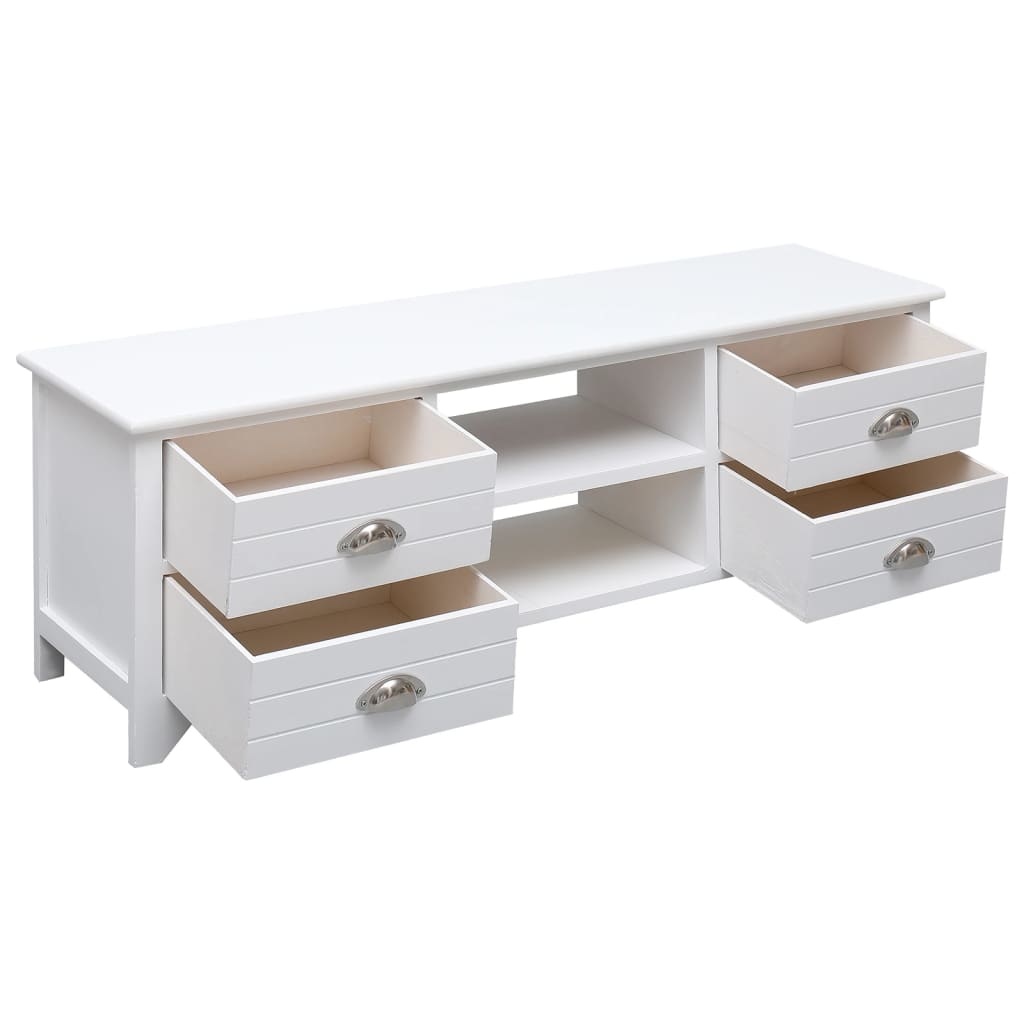 Tv-meubel 108x30x40 cm massief paulowniahout wit