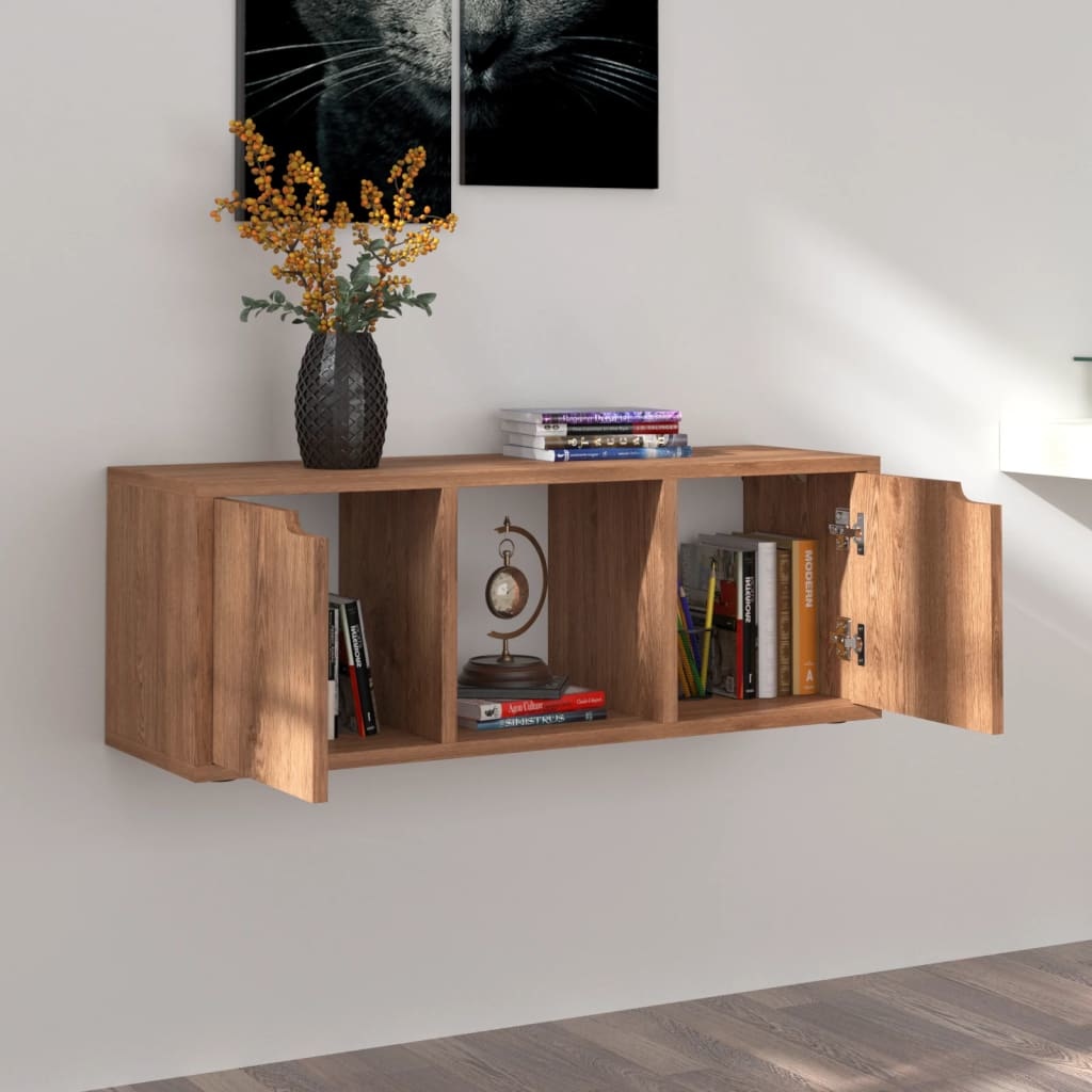 Tv-meubel 88,5x27,5x30,5 cm spaanplaat bruin eiken