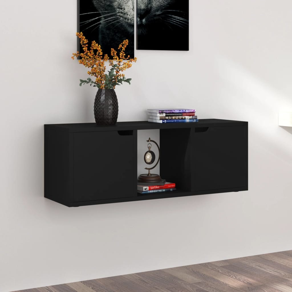 Tv-meubel 88,5x27,5x30,5 cm spaanplaat zwart