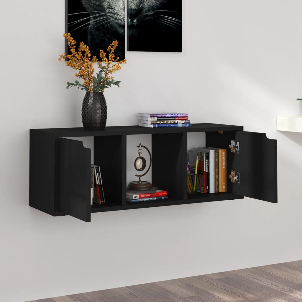 Tv-meubel 88,5x27,5x30,5 cm spaanplaat zwart