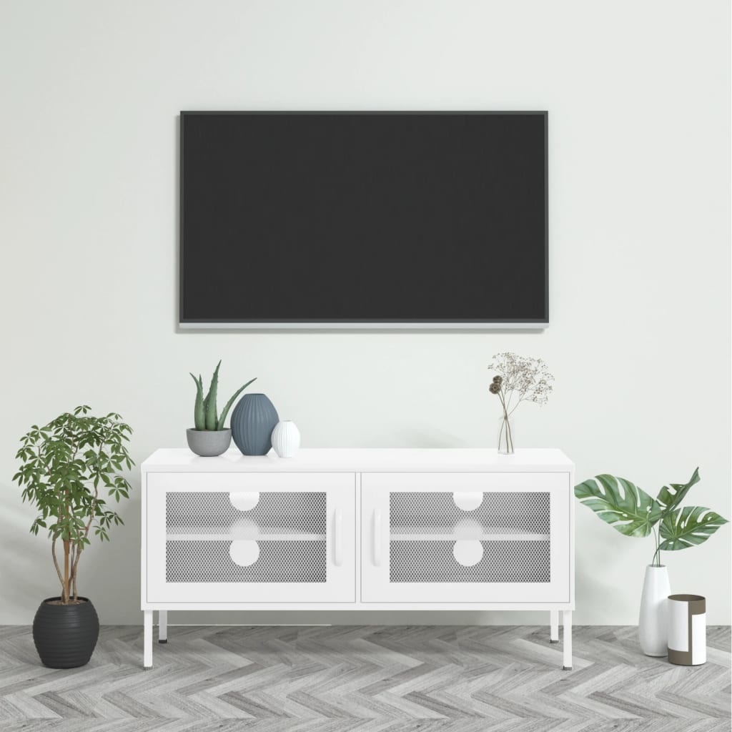 Tv-meubel 105x35x50 cm staal wit