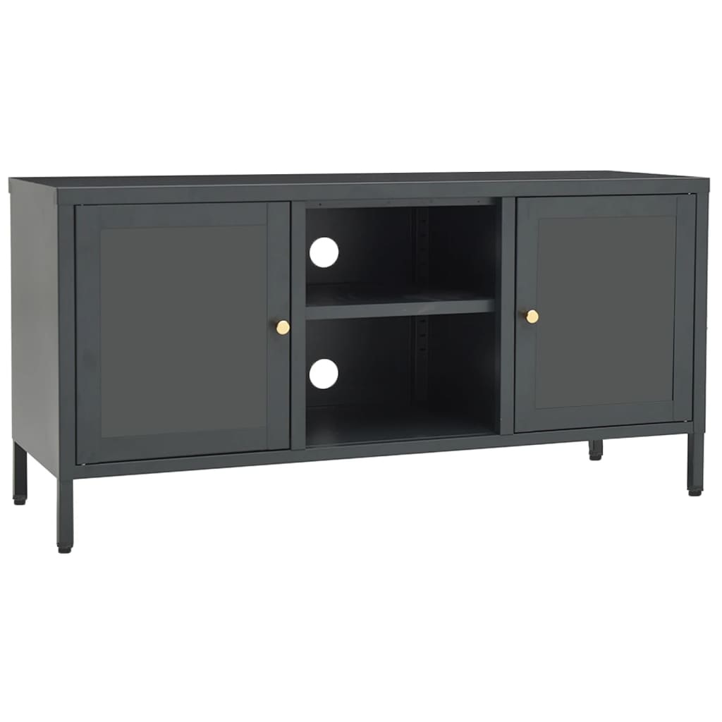 Tv-meubel 105x35x52 cm staal en glas antracietkleurig