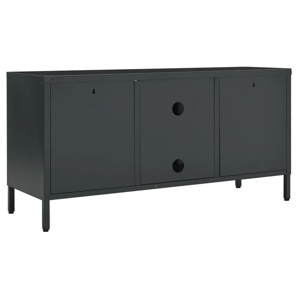 Tv-meubel 105x35x52 cm staal en glas antracietkleurig