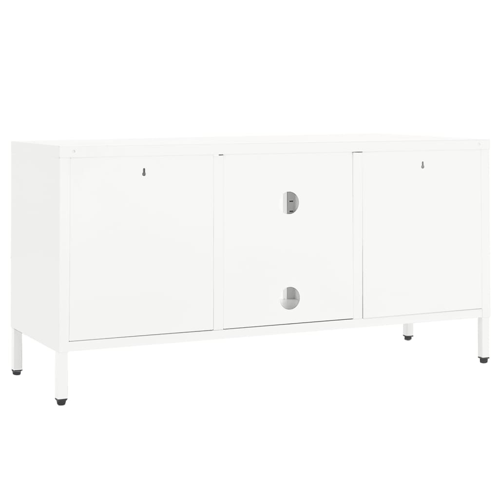 Tv-meubel 105x35x52 cm staal en glas wit