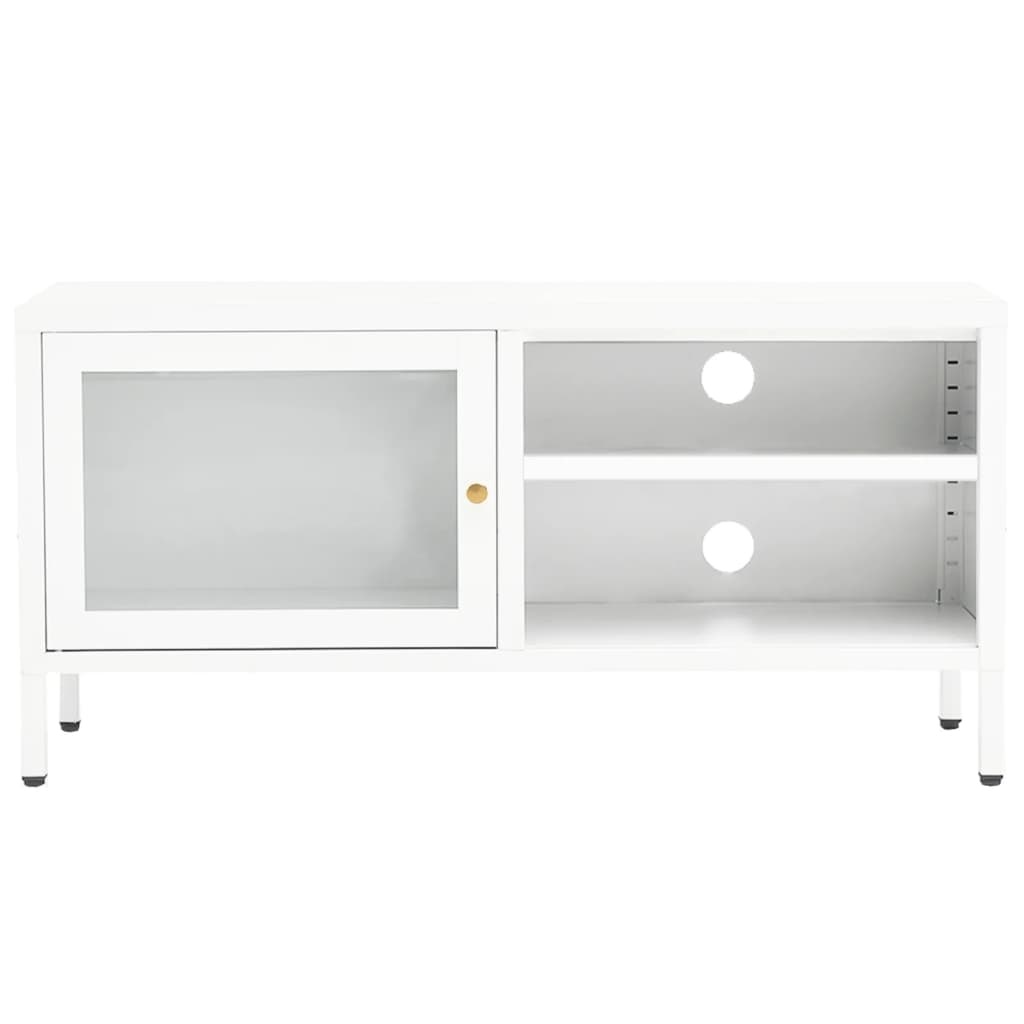 Tv-meubel 90x30x44 cm staal en glas wit