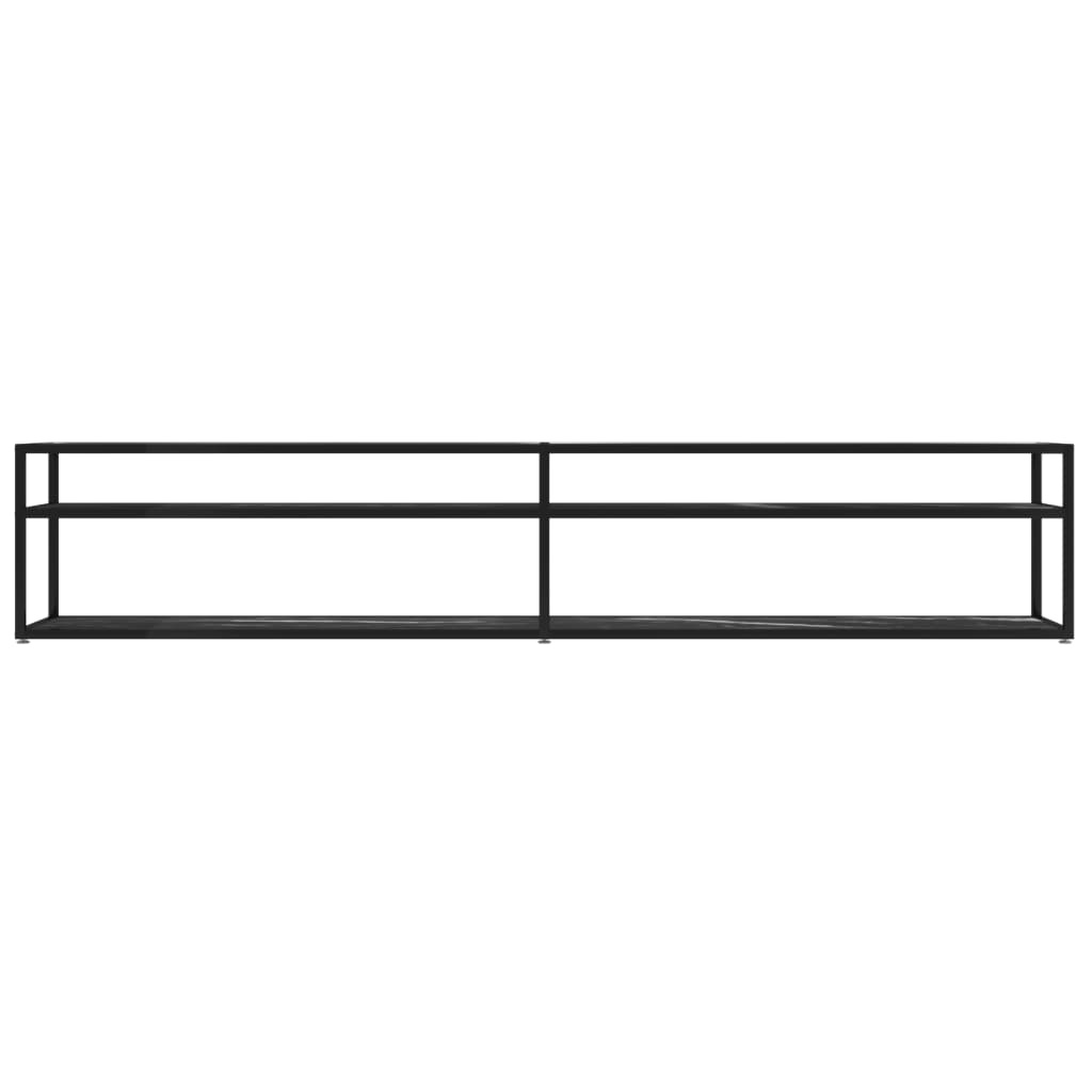 Tv-meubel 220x40x40,5 cm gehard glas zwartmarmerkleurig