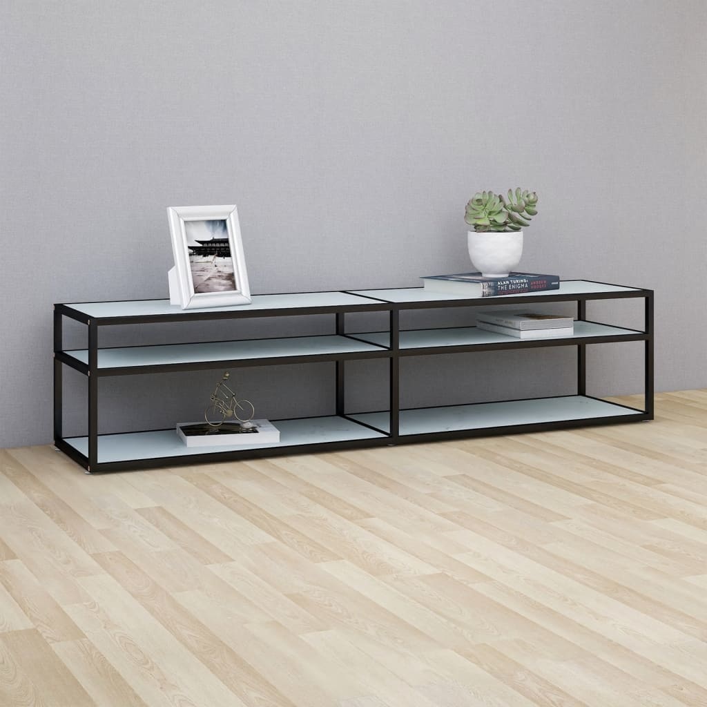 Tv-meubel 180x40x40,5 cm gehard glas witmarmerkleurig