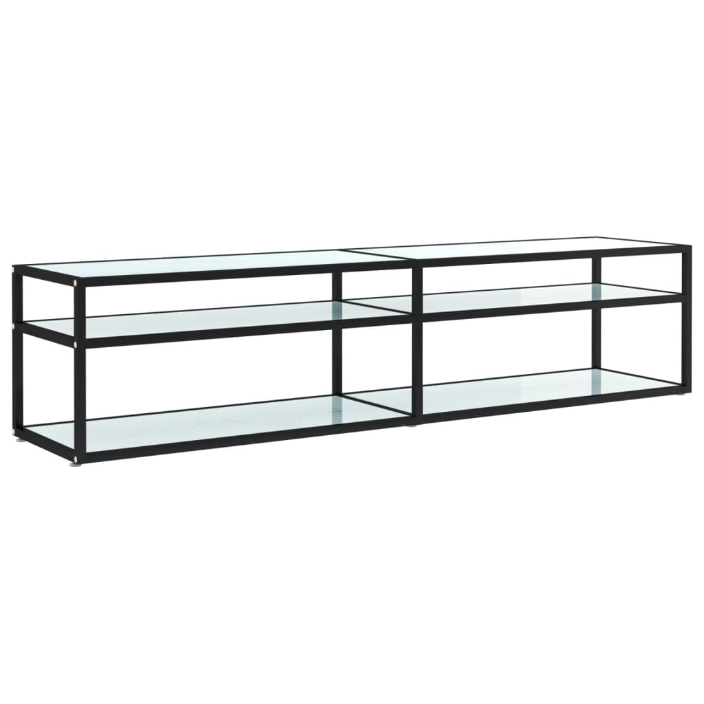 Tv-meubel 180x40x40,5 cm gehard glas witmarmerkleurig