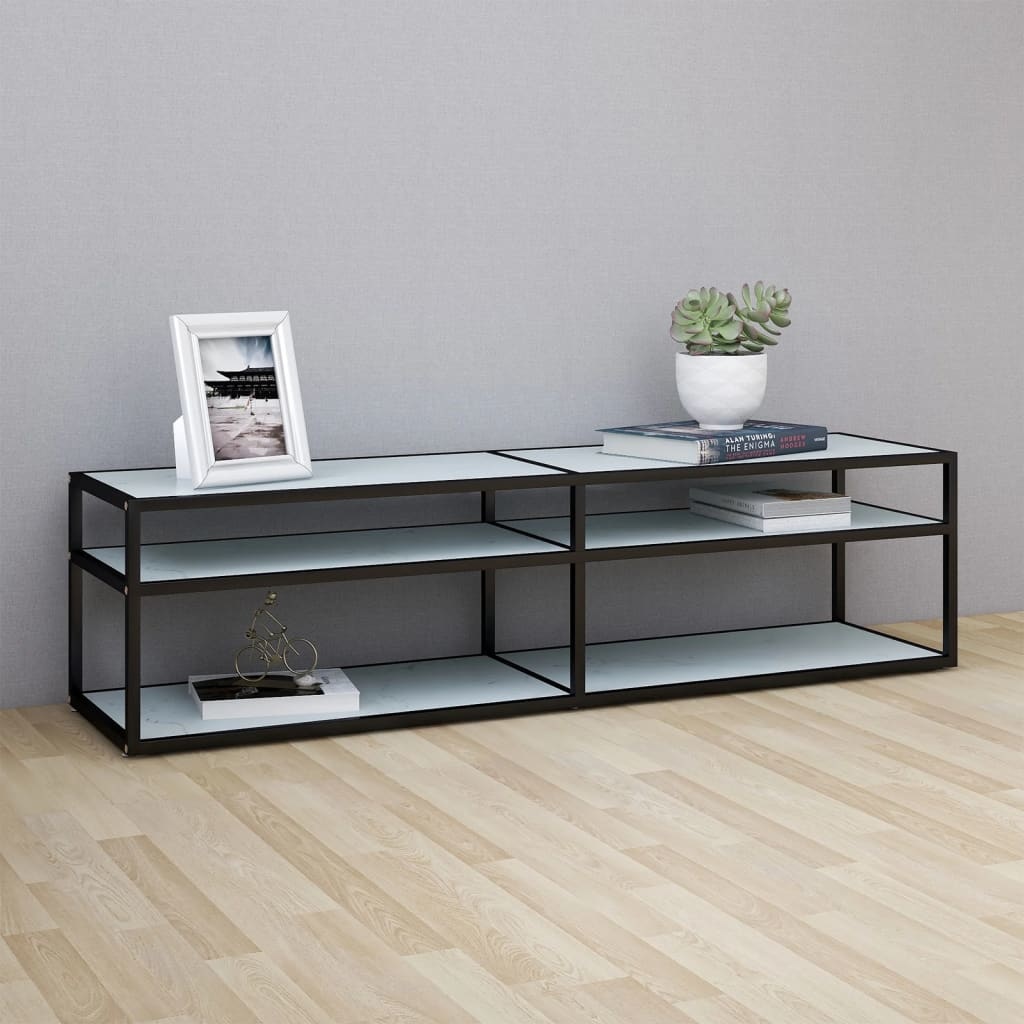 Tv-meubel 160x40x40,5 cm gehard glas witmarmerkleurig