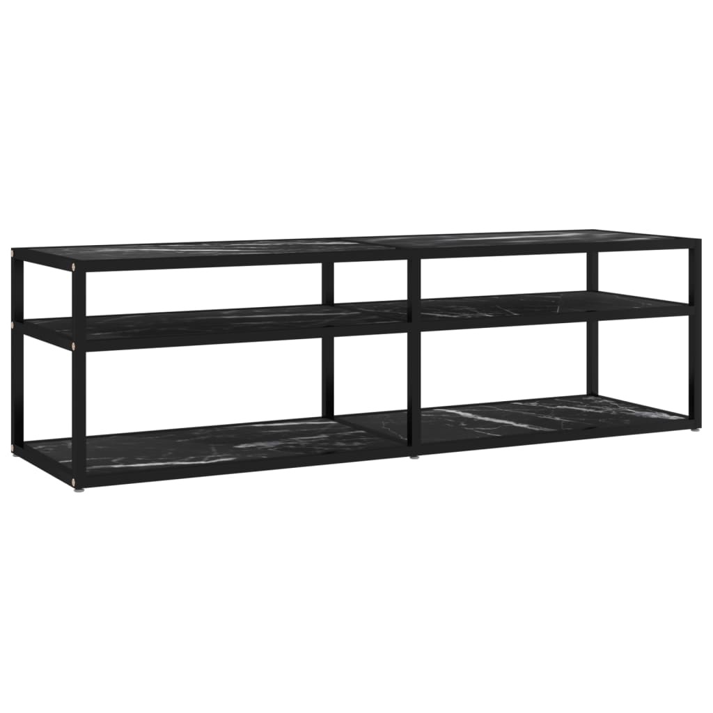 Tv-meubel 140x40x40,5 cm gehard glas zwartmarmerkleurig