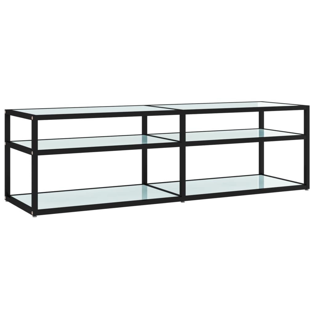 Tv-meubel 140x40x40,5 cm gehard glas witmarmerkleurig