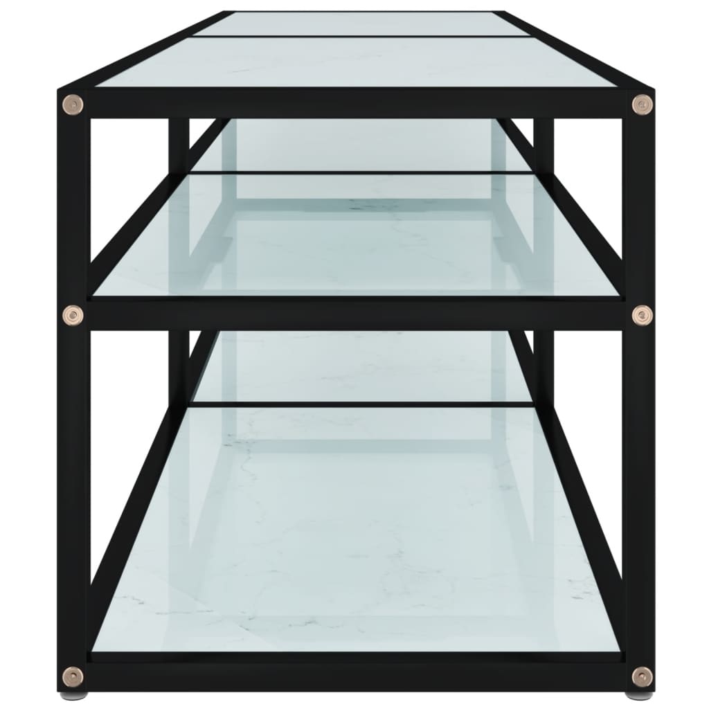 Tv-meubel 140x40x40,5 cm gehard glas witmarmerkleurig