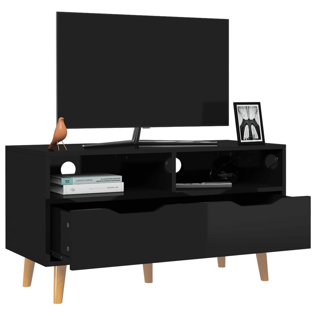 Tv-meubel 90x40x48,5 cm spaanplaat hoogglans zwart