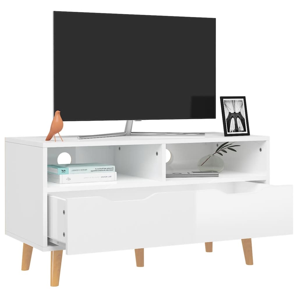 Tv-meubel 90x40x48,5x cm spaanplaat hoogglans wit