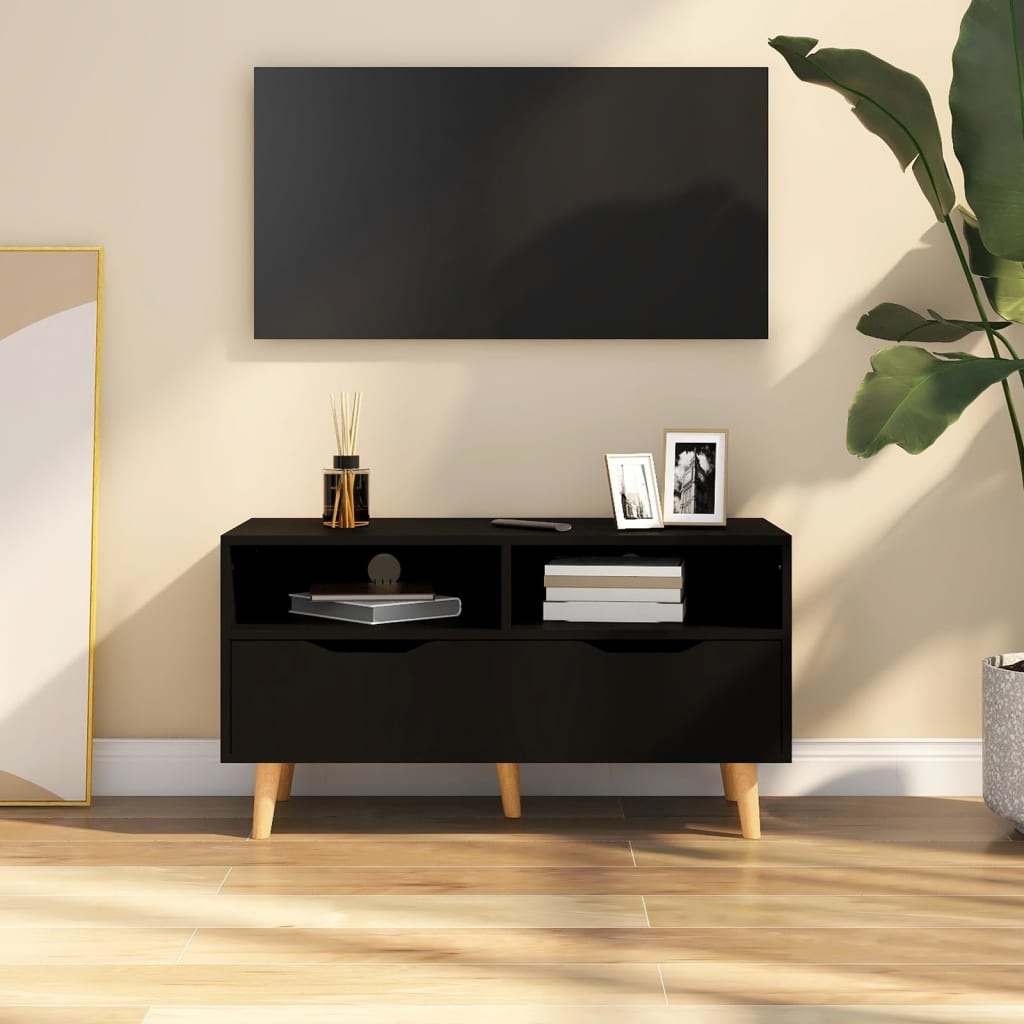 Tv-meubel 90x40x48,5 cm spaanplaat zwart