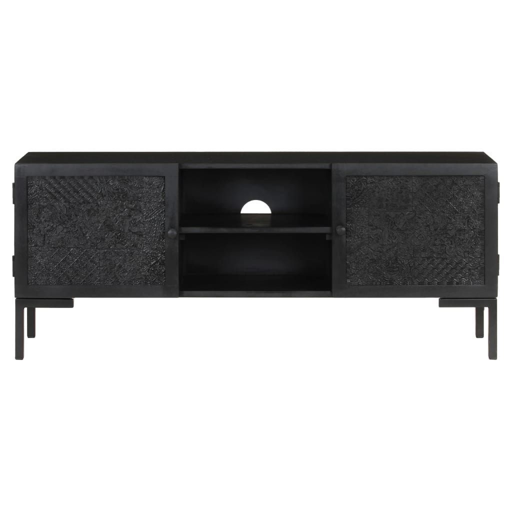 Tv-meubel 115x30x46 cm massief mangohout zwart