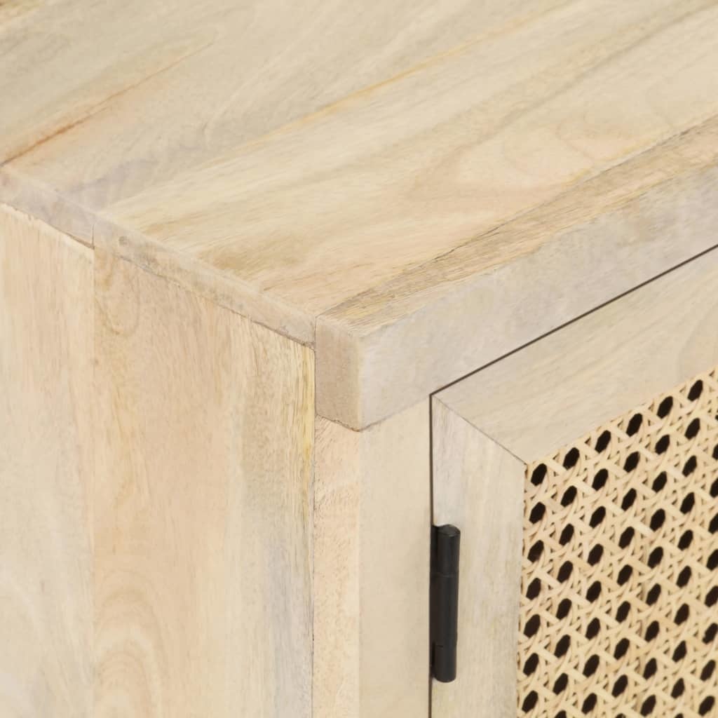 Tv-meubel 120x30x40 cm massief mangohout en natuurlijk riet