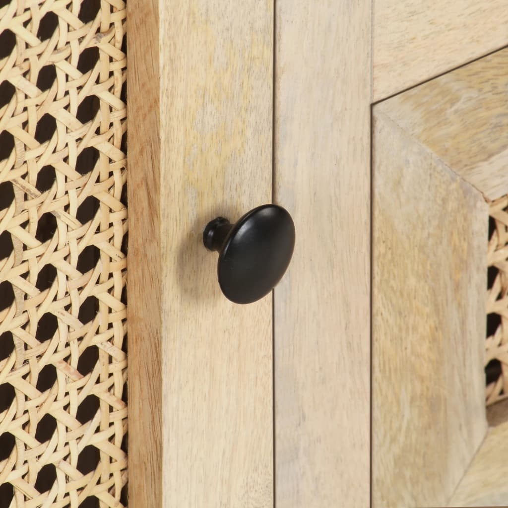 Tv-meubel 120x30x40 cm massief mangohout en natuurlijk riet