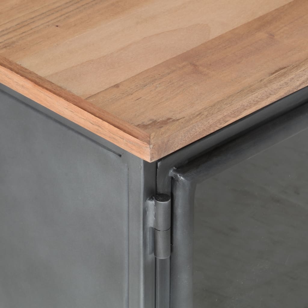 Tv-meubel 120x30x40 cm massief acaciahout en staal grijs