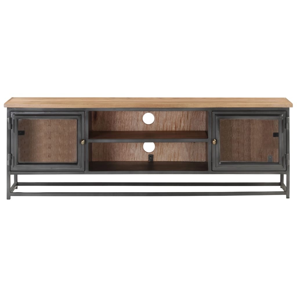 Tv-meubel 120x30x40 cm massief acaciahout en staal grijs