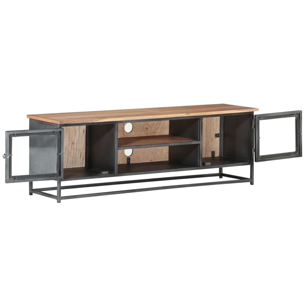 Tv-meubel 120x30x40 cm massief acaciahout en staal grijs