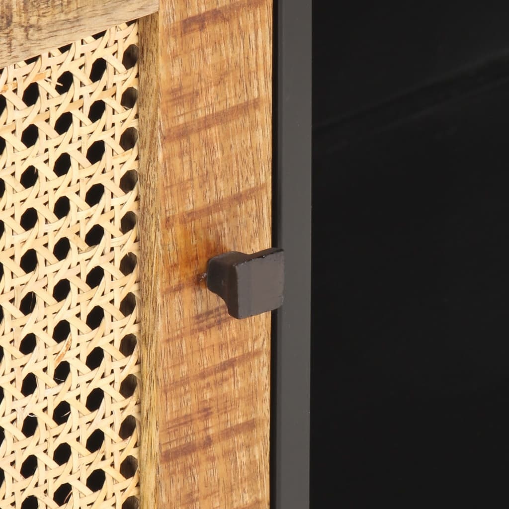 Tv-meubel 90x30x40 cm ruw mangohout en natuurlijk riet