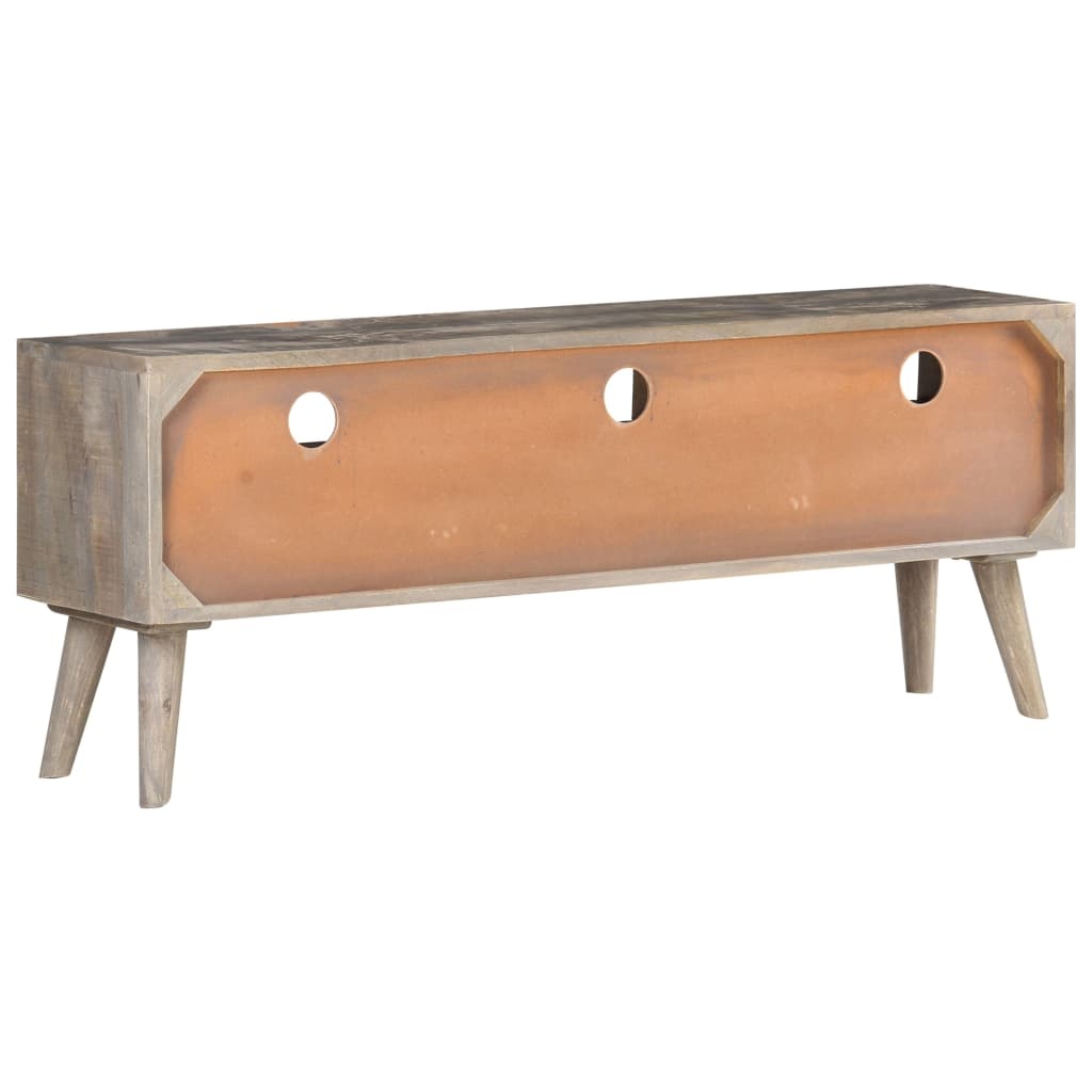 Tv-meubel 130x35x51 cm massief ruw mangohout grijs