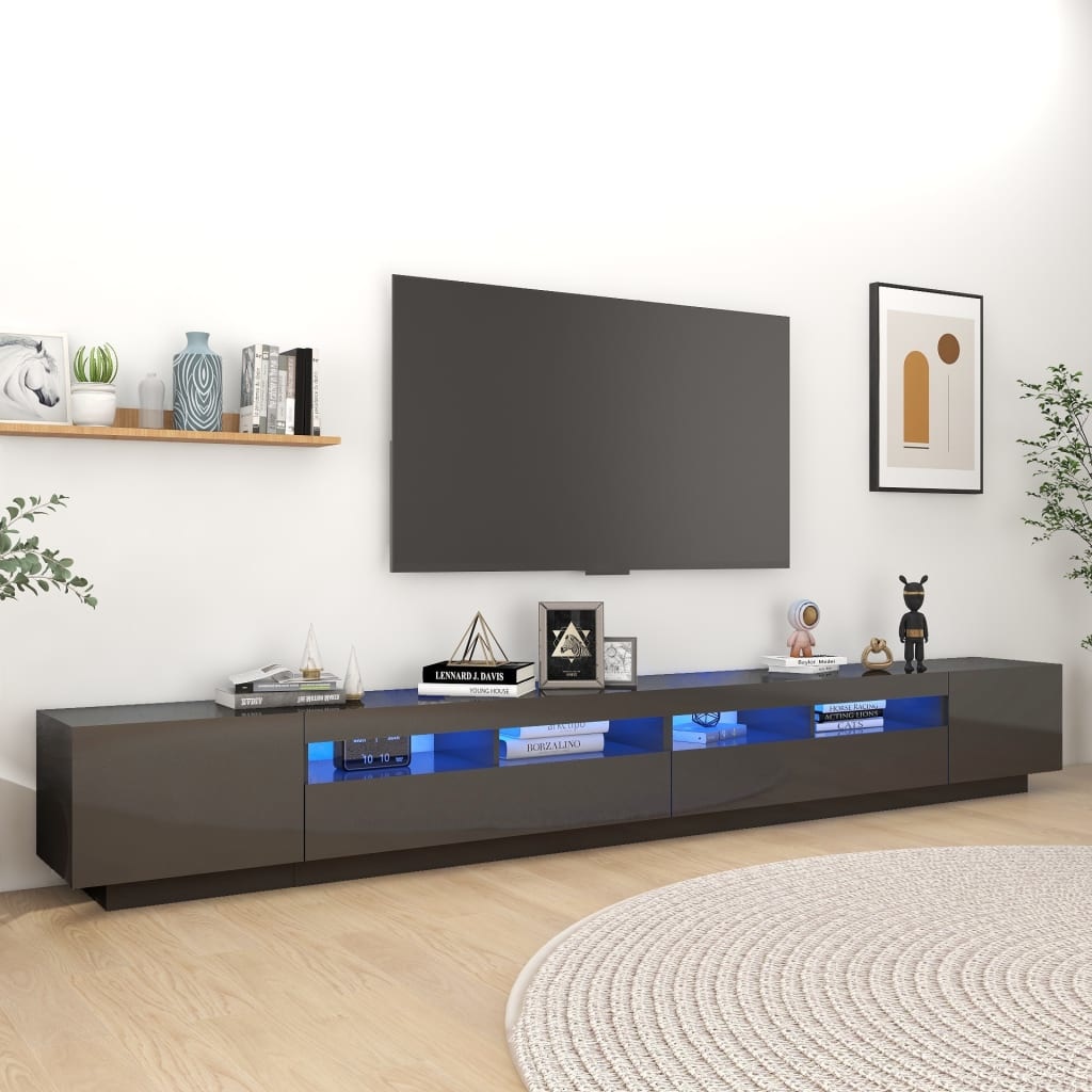 Tv-meubel met LED-verlichting 300x35x40 cm hoogglans grijs