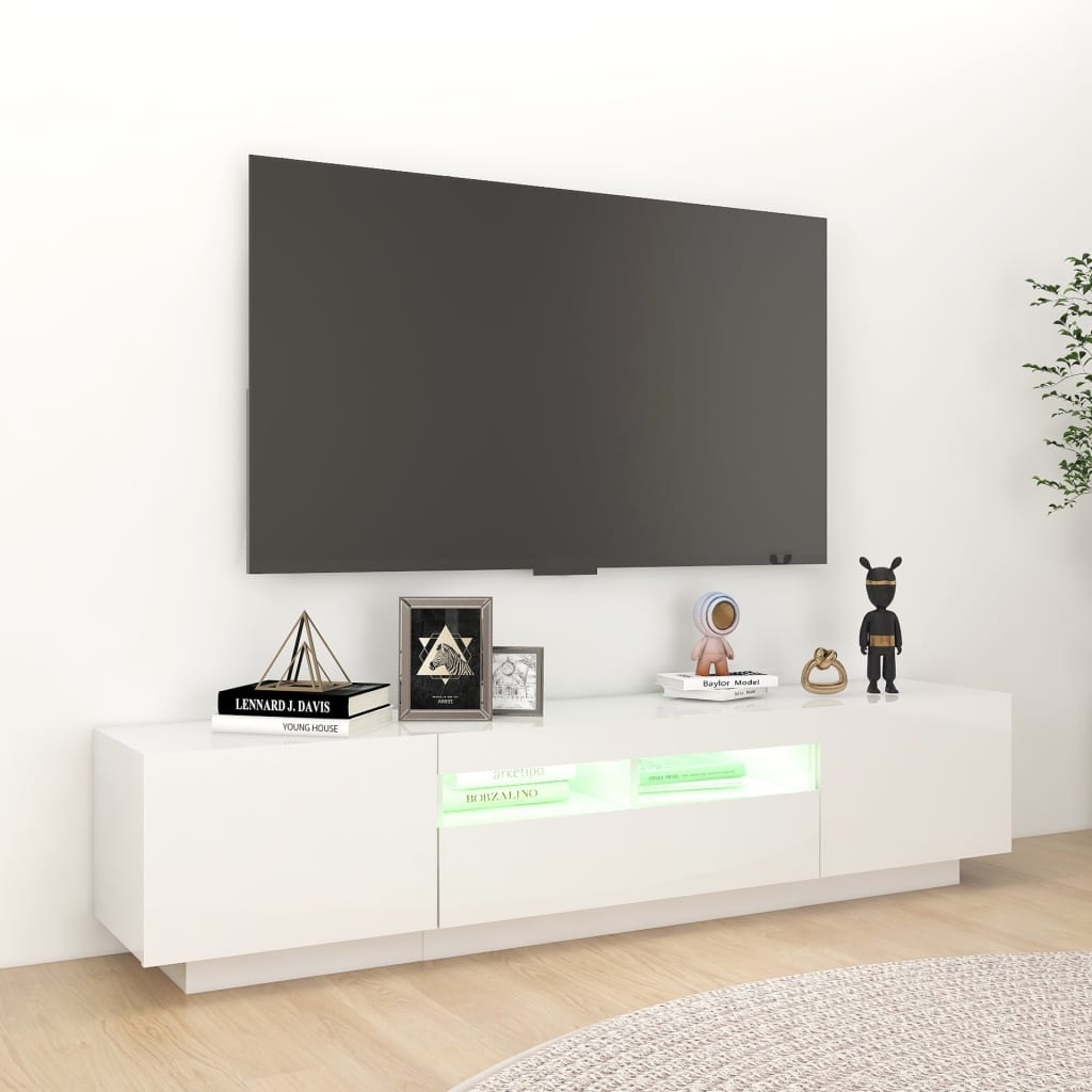 Tv-meubel met LED-verlichting 180x35x40 cm hoogglans wit