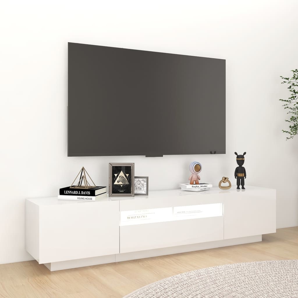 Tv-meubel met LED-verlichting 180x35x40 cm hoogglans wit