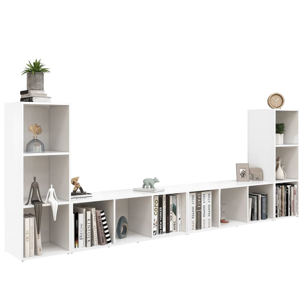 Tv-meubelen 4 st 107x35x37 cm bewerkt hout wit