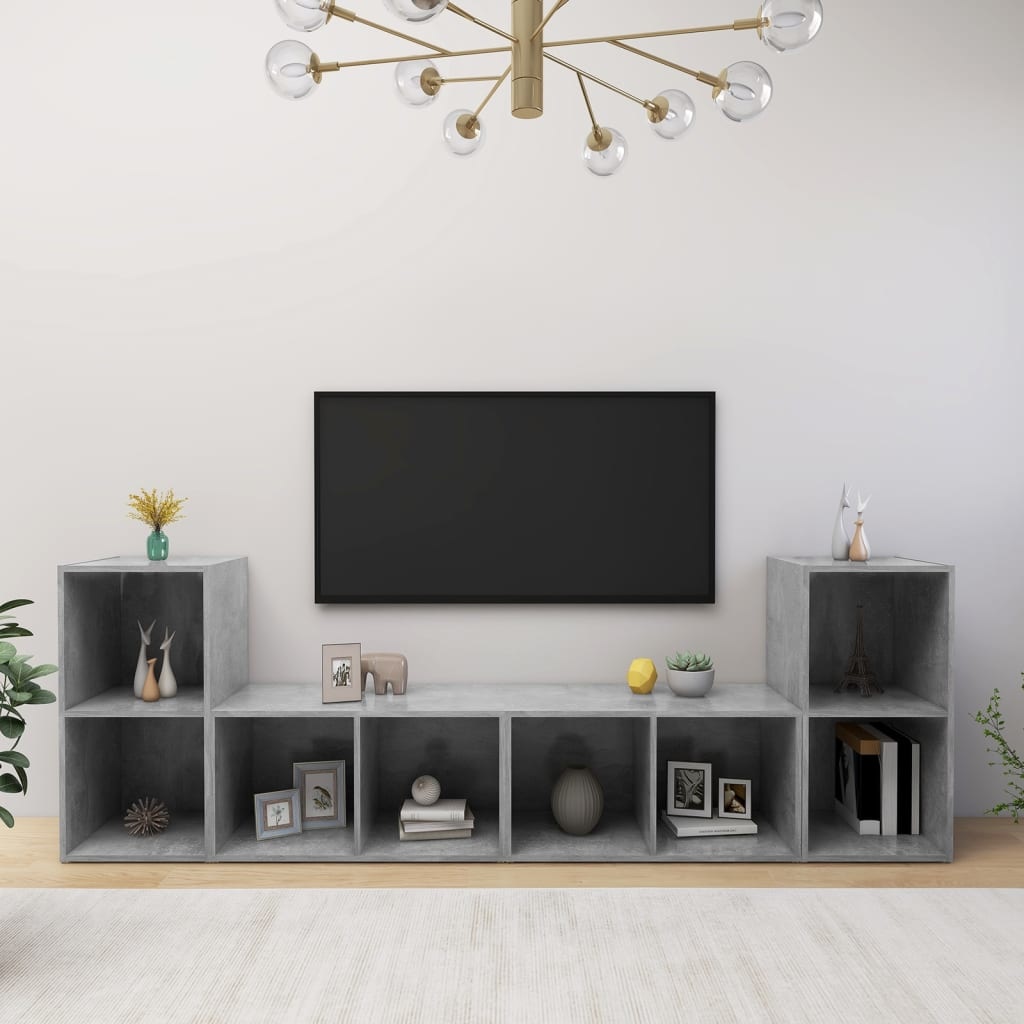 Tv-meubelen 4 st 72x35x36,5 cm spaanplaat betongrijs