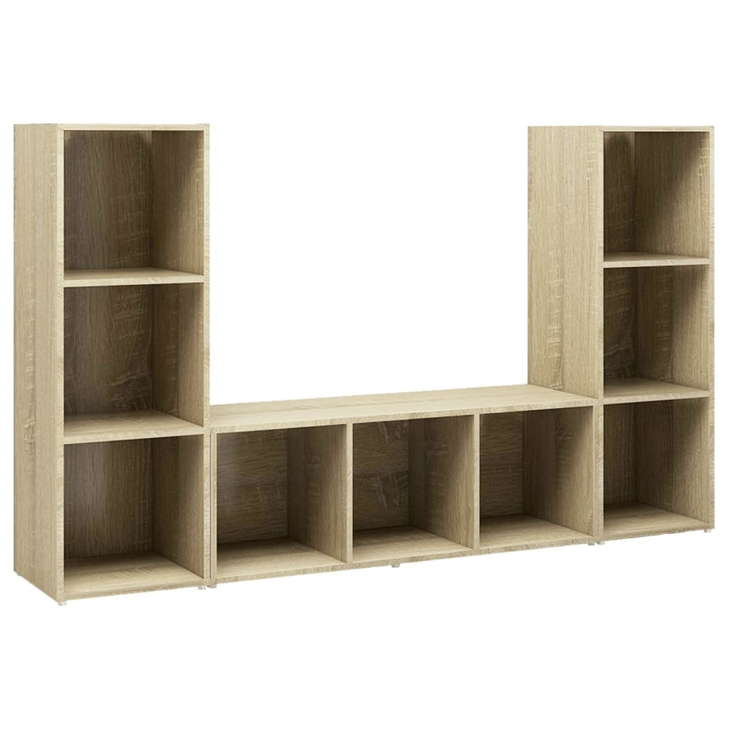 Tv-meubelen 3 st 107x35x37 cm spaanplaat sonoma eikenkleurig