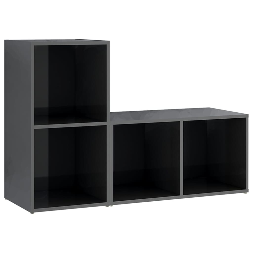 Tv-meubelen 2 st 72x35x36,5 cm spaanplaat hoogglans grijs