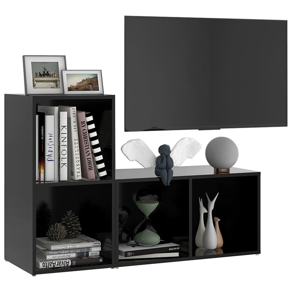 Tv-meubelen 2 st 72x35x36,5 cm spaanplaat zwart