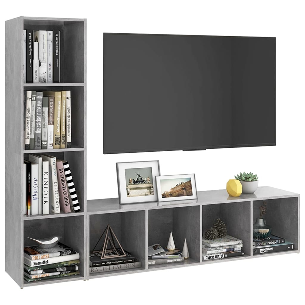 Tv-meubelen 2 st 142,5x35x36,5 cm spaanplaat betongrijs