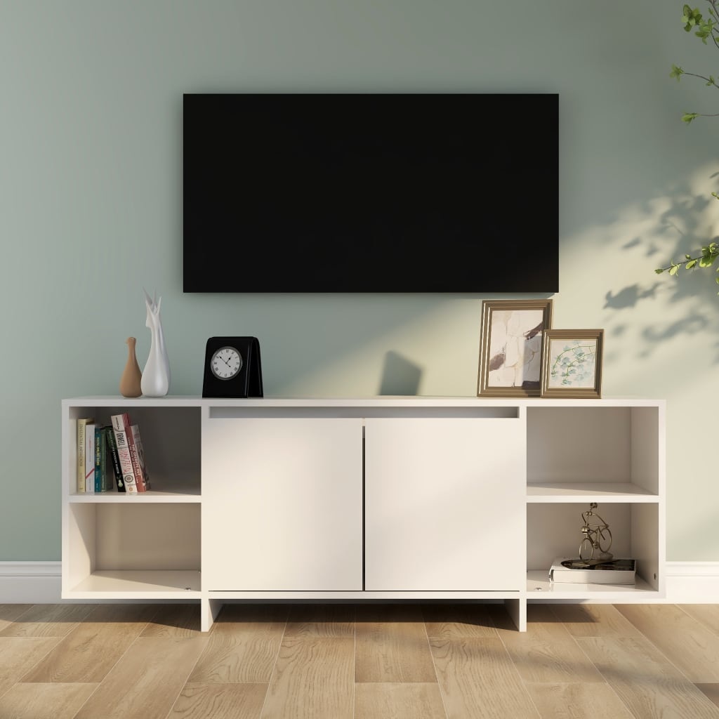 Tv-meubel 130x35x50 cm spaanplaat hoogglans wit