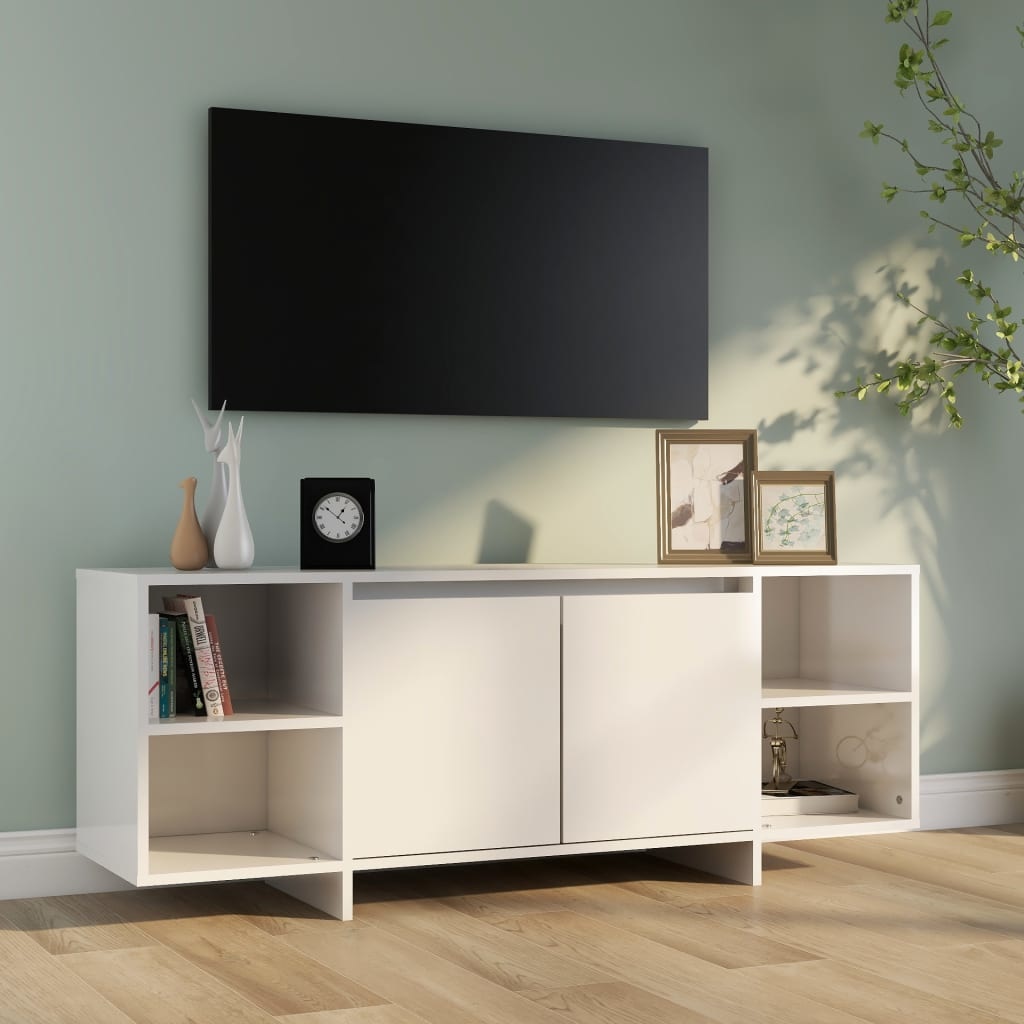 Tv-meubel 130x35x50 cm spaanplaat hoogglans wit