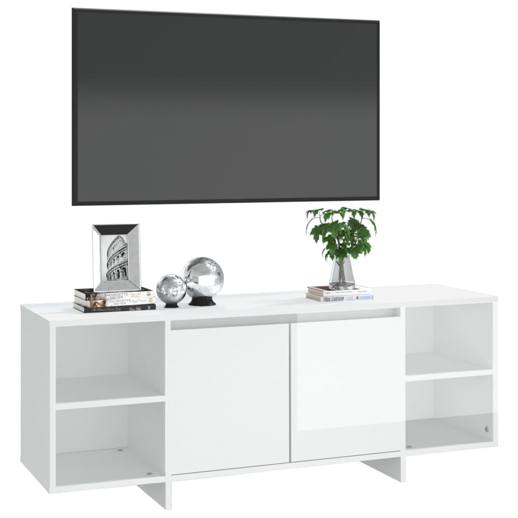 Tv-meubel 130x35x50 cm spaanplaat hoogglans wit