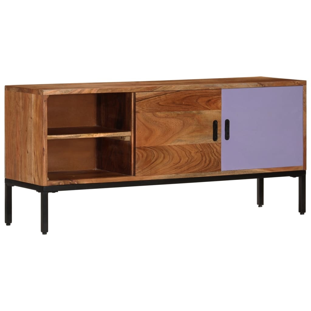Tv-meubel 110x30x50 cm massief acaciahout honingbruin en grijs