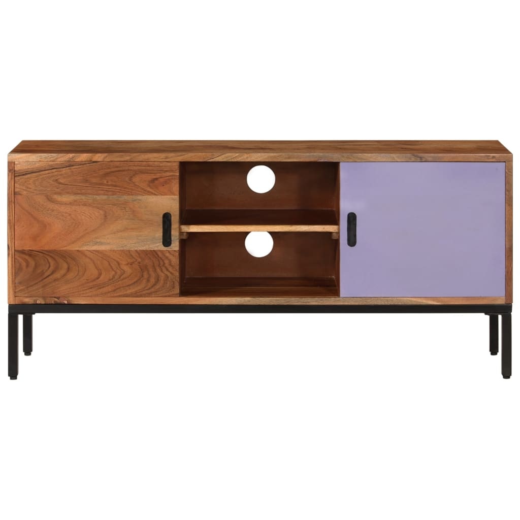 Tv-meubel 110x30x50 cm massief acaciahout honingbruin en grijs