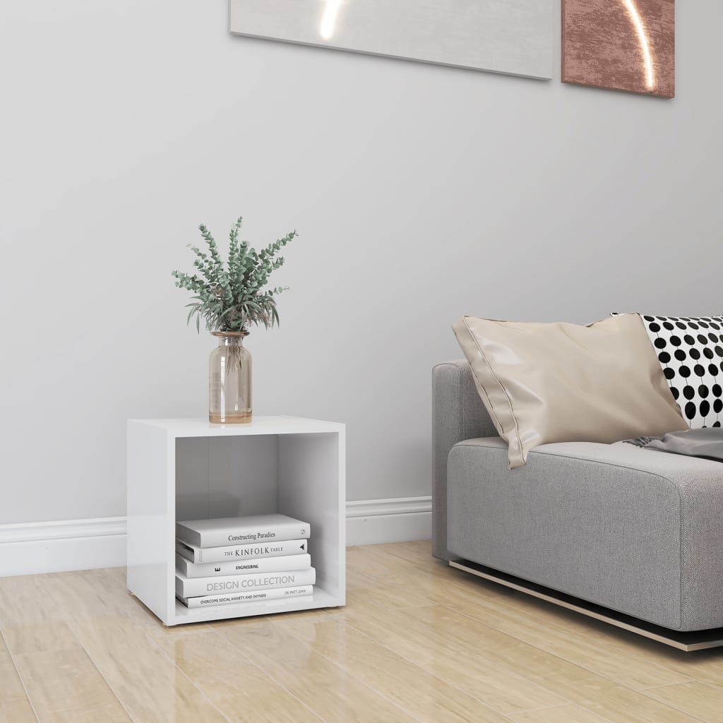 Tv-meubel 37x35x37 cm spaanplaat hoogglans wit