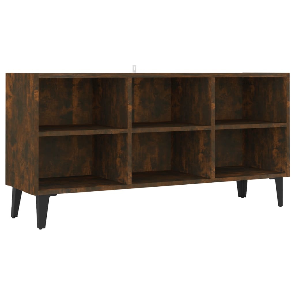 Tv-meubel met metalen poten 103,5x30x50 cm gerookt eikenkleurig