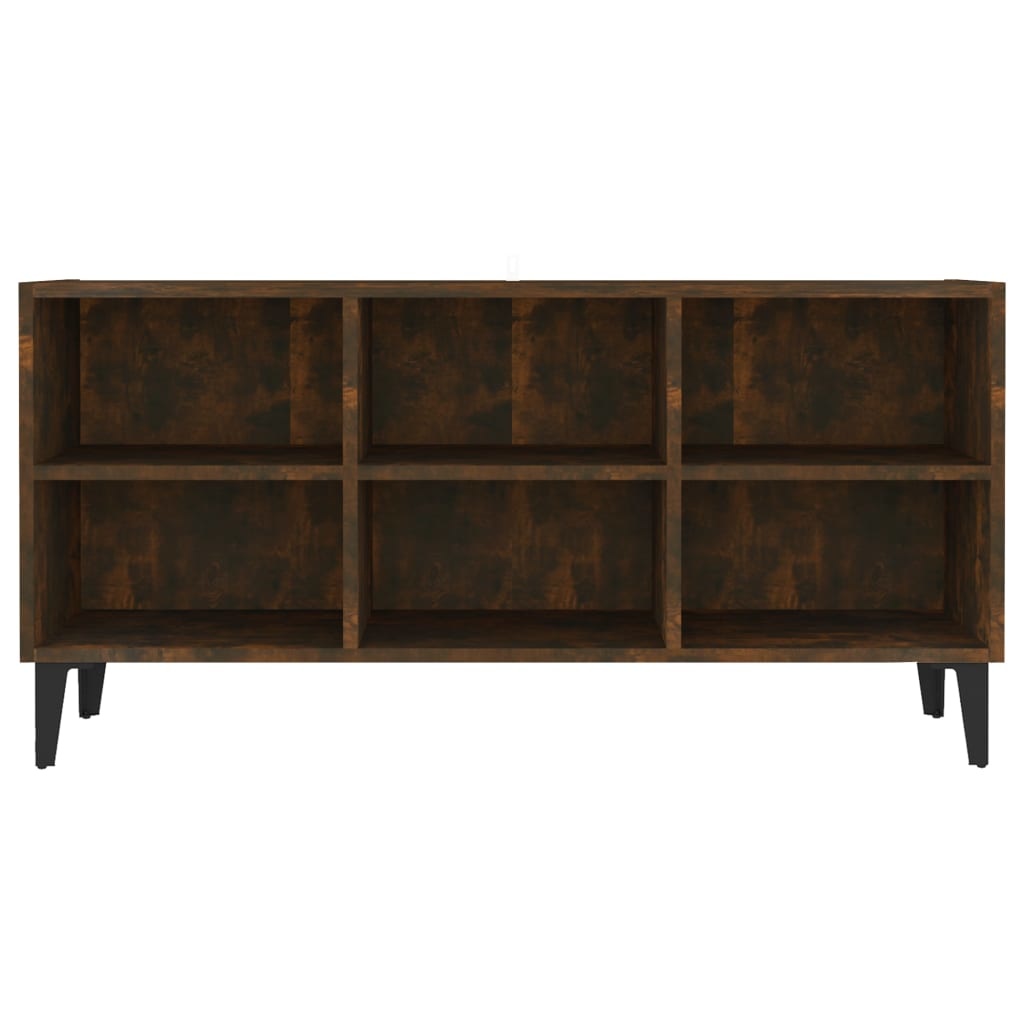 Tv-meubel met metalen poten 103,5x30x50 cm gerookt eikenkleurig