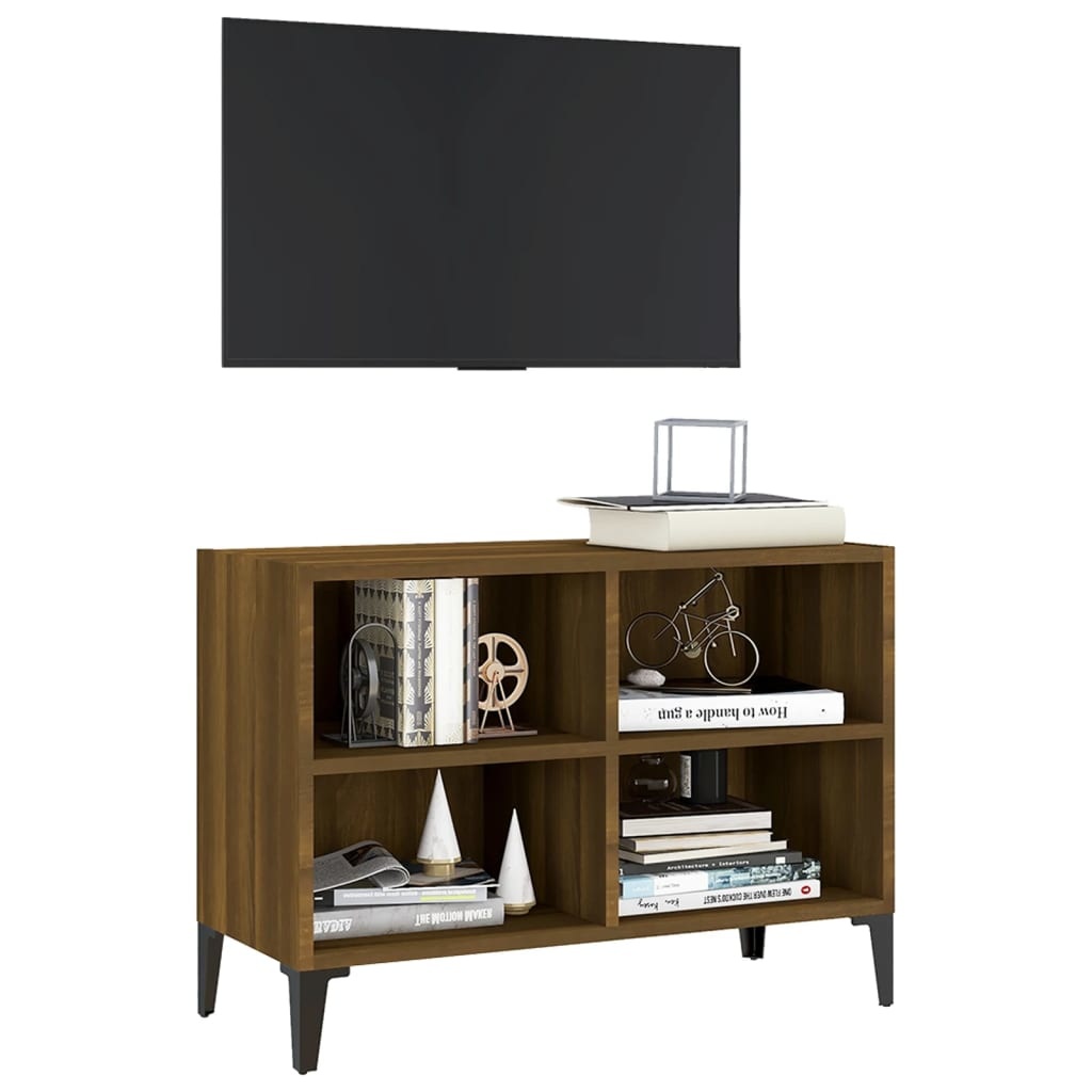 Tv-meubel met metalen poten 69,5x30x50 cm bruineikenkleurig