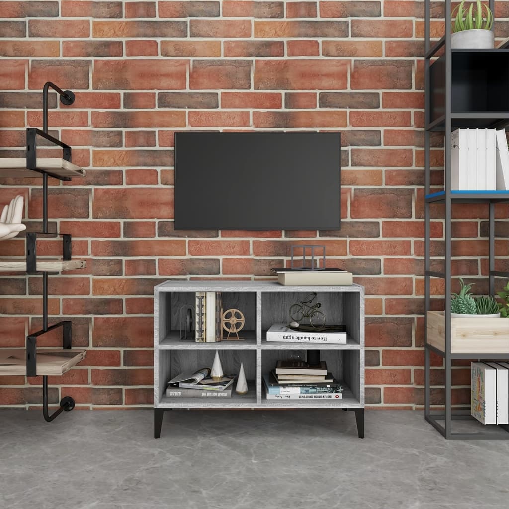 Tv-meubel met metalen poten 69,5x30x50 cm grijs sonoma eiken