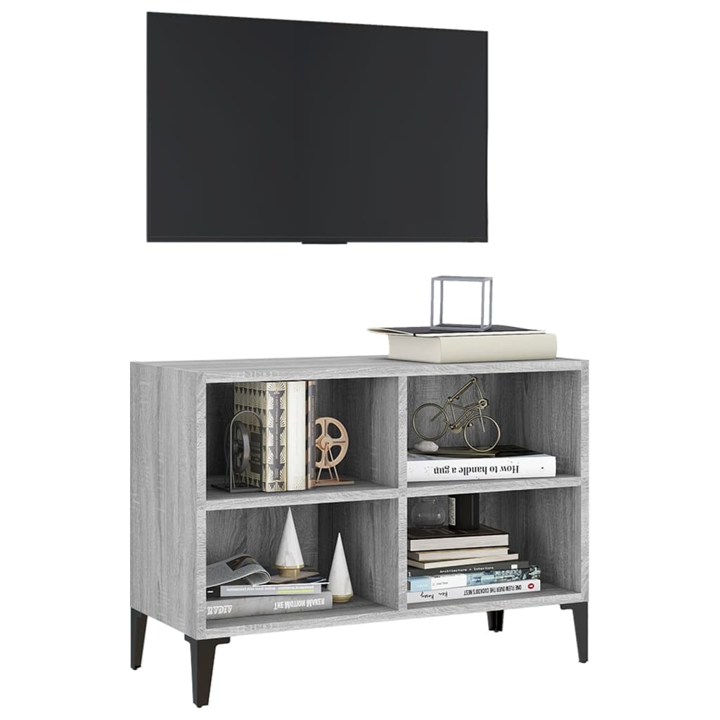 Tv-meubel met metalen poten 69,5x30x50 cm grijs sonoma eiken