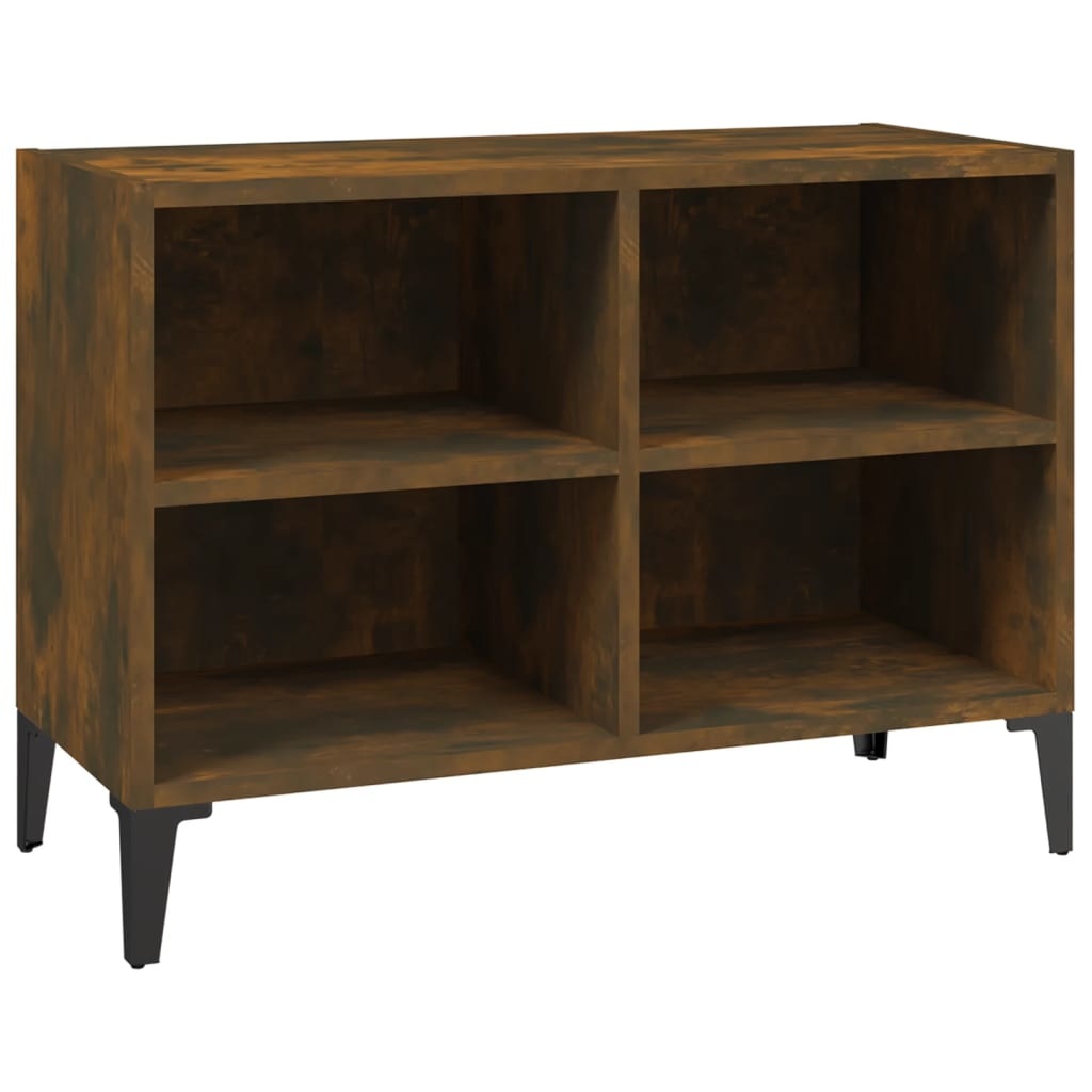 Tv-meubel met metalen poten 69,5x30x50 cm gerookt eikenkleurig