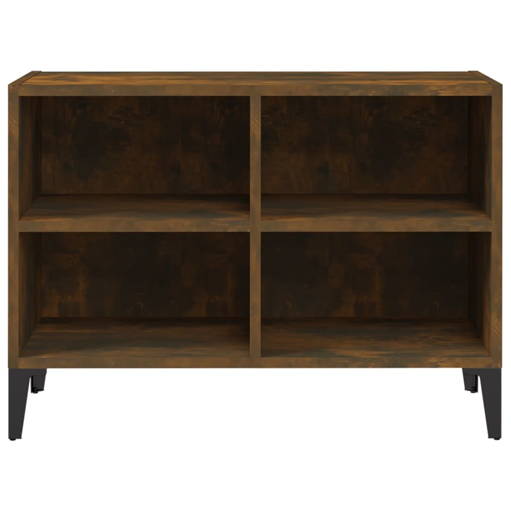 Tv-meubel met metalen poten 69,5x30x50 cm gerookt eikenkleurig